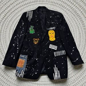 Ralph Lauren Black Blazer with Artistic Patches.